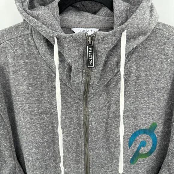 PELOTON Gray Full Zip Logo Hoodie Sweater Size L
